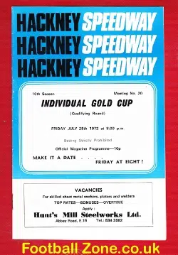 Hackney Speedway Individual Gold Cup 1972