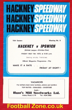 Hackney Speedway v Ipswich 1972