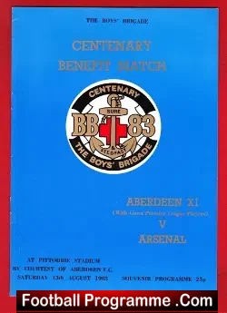 Aberdeen v Arsenal 1983 – Pittodrie Stadium Friendly