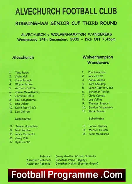 Alvechurch v Wolves 2005 – Birmingham Senior Cup