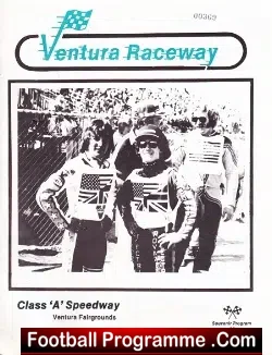 America Speedway Programme Ventura Raceway California 1980s - speedway programme