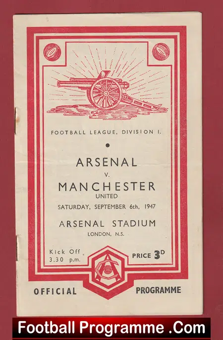 Arsenal v Manchester United 1947 – 1940s Football Programme