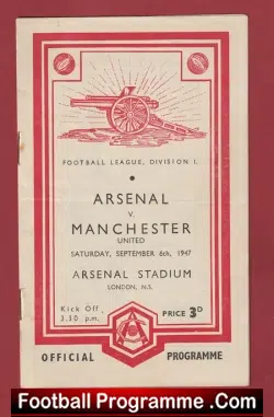 Arsenal v Manchester United 1947 – 1940s Football Programme