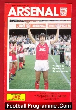 Arsenal v Manchester United 1986 - football programme