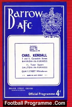 Barrow v Doncaster Rovers 1959 - football programme