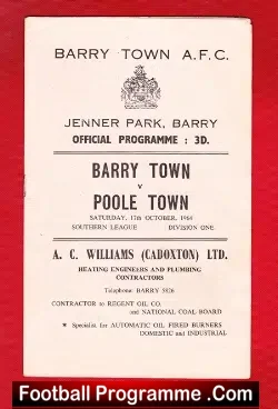 Barry Town v Poole Town 1964 – Jennner Park