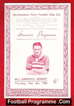 Bill Barron Football Testimonial Benefit Northampton Town 1950