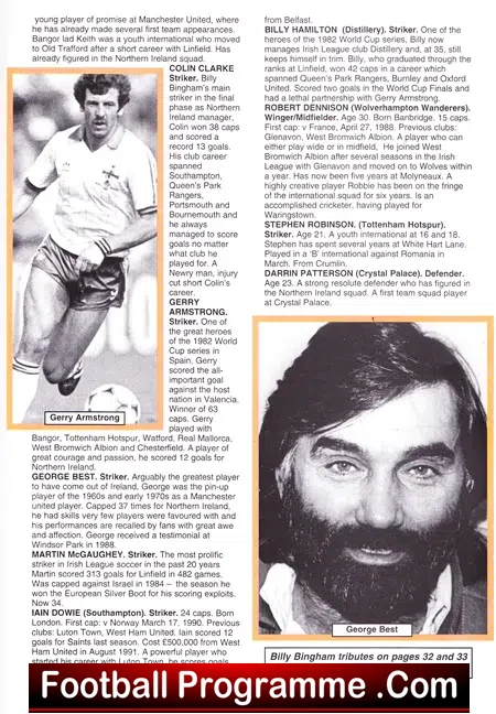 Billy Bingham Testimonial Benefit Match Northern Ireland George Best
