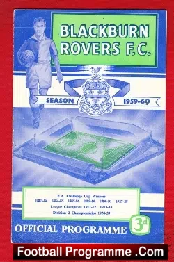 Blackburn Rovers v Arsenal 1959 - football programme