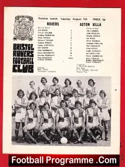 Bristol Rovers v Aston Villa 1970s – Practice Match 4 Page Issue