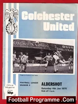 Colchester United v Aldershot 1975 - football programme