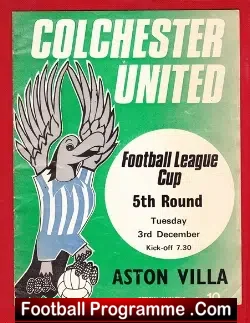 Colchester United v Aston Villa 1974
