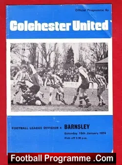 Colchester United v Barnsley 1974 - football programme