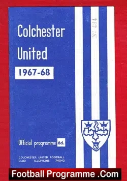 Colchester United v Bury 1967 - football programme