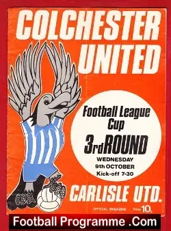 Colchester United v Carlisle United 1974 - football programme