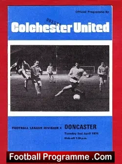 Colchester United v Doncaster Rovers 1974 - football programme