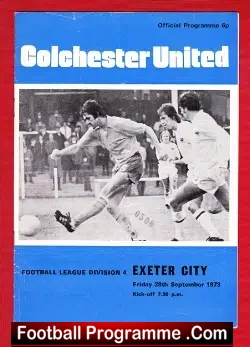 Colchester United v Exeter City 1973 - football programme