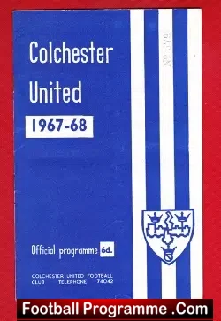 Colchester United v Gillingham 1967 - football programme