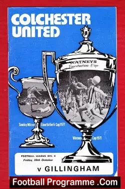 Colchester United v Gillingham 1971 - football programme