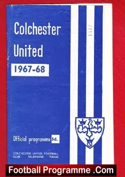 Colchester United v Grimsby Town 1968 - football programme