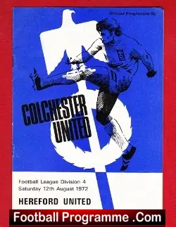 Colchester United v Hereford United 1972 - football programme