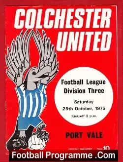 Colchester United v Port Vale 1975 - football programme