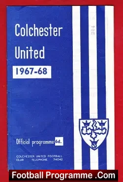 Colchester United v Reading 1968 - football programme