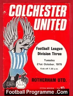 Colchester United v Rotherham United 1975 - football programme
