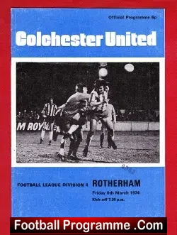 Colchester United v Rotherham United 1974 - football programme