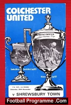 Colchester United v Shrewsbury Town 1971 - football programme