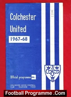Colchester United v Stockport County 1968 - football programme