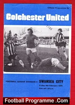 Colchester United v Swansea City 1974 - football programme