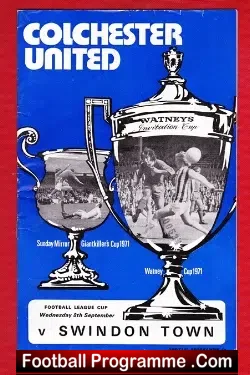 Colchester United v Swindon Town 1971 - football programme