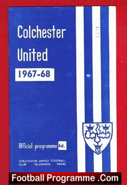 Colchester United v Walsall 1968 - football programme