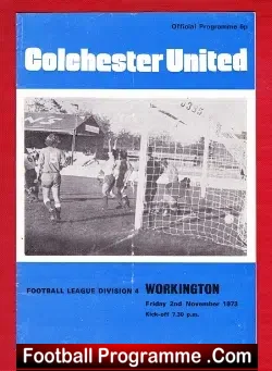 Colchester United v Workington 1973 - football programme