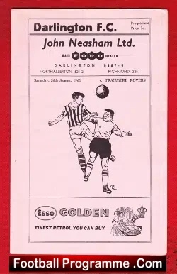Darlington v Tranmere Rovers 1961 - football programme