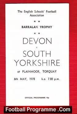 Devon v South Yorkshire 1978 – Plainmoor Torquay Schools
