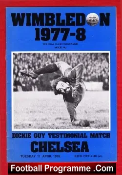 Dickie Guy Testimonial Benefit Match Wimbledon 1978 - football programme