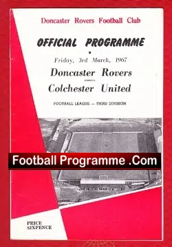Doncaster Rovers v Colchester United 1967 - football programme