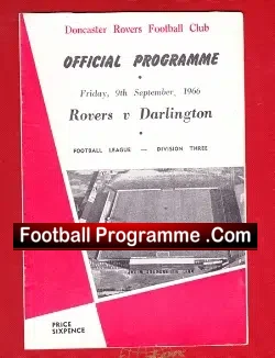 Doncaster Rovers v Darlington 1966 - football programme