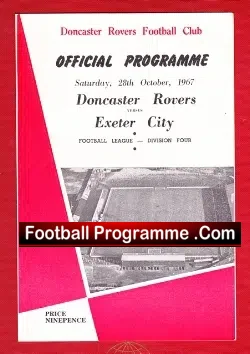 Doncaster Rovers v Exeter City 1967 - football programme