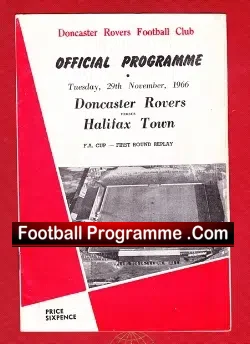 Doncaster Rovers v Halifax Town 1966 - FA Cup Replay - football programme