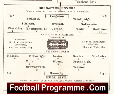 Doncaster Rovers v Hull City 1946 – 1940s