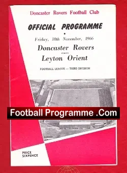 Doncaster Rovers v Leyton Orient 1966 - football programme