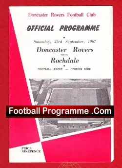 Doncaster Rovers v Rochdale 1967 - football programme