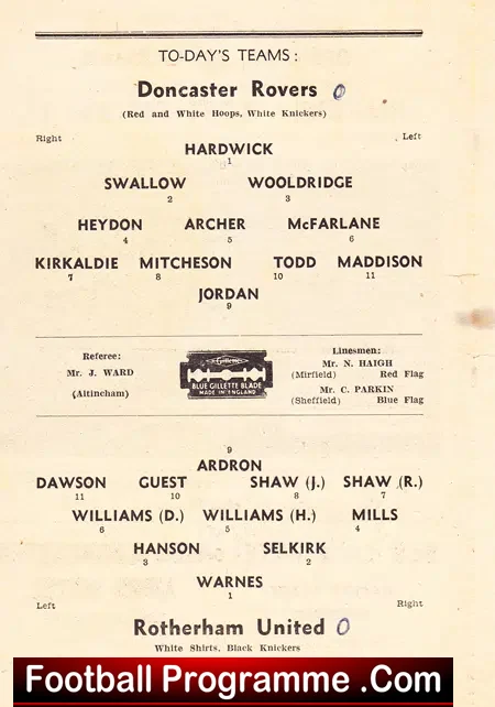 Doncaster Rovers v Rotherham United 1946