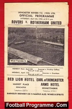 Doncaster Rovers v Rotherham United 1946 – Official Programme