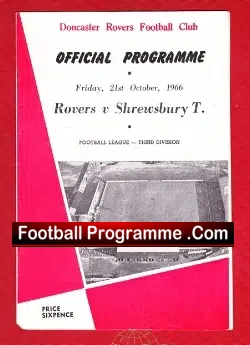 Doncaster Rovers v Shrewsbury Town 1966 - football programme