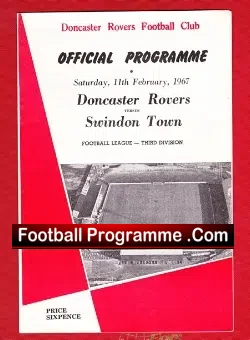 Doncaster Rovers v Swindon Town 1967 - football programme