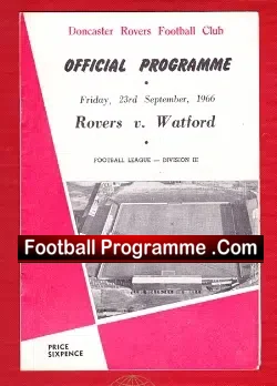 Doncaster Rovers v Watford 1966 - football programme